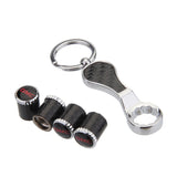 4pcs/set GMC Logo Carbon Fiber Car Air Valve Stem Caps Auto Tyre Valve Covers with Wrench