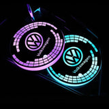 2pcs Volkswagen VW Logo Car Water Coasters 7-color LED Light Cup Mat Holder