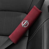 2pcs 21x6cm Nissan Logo Suede Car Seat Safety Belt Pads Shoulder Protection Cover