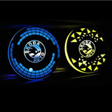 2pcs Skoda Logo Car Water Coasters 7-color LED Light Cup Mat Holder