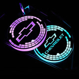 2pcs Chevrolet Logo Car Water Coasters 7-color LED Light Cup Mat Holder
