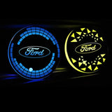 2pcs Ford Car Water Coasters 7-color LED Light Cup Mat Holder