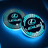 2pcs Lexus Logo Car Water Coasters 7-color LED Light Cup Mat Holder