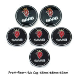 6pcs/set SAAB Car Front Rear Emblem Badge Auto Wheel Hub Caps