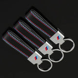 BMW M Power Car Logo Metal Leather Keychain Auto Key Ring Holder