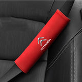 2pcs 21cm Citroen Logo Suede Car Seat Safety Belt Pads Shoulder Protection Cover
