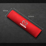 2pcs 21cm Mazda Logo Suede Car Seat Safety Belt Pads Shoulder Protection Cover