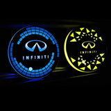 2pcs Infiniti Logo Car Water Coasters 7-color LED Light Cup Mat Holder