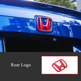 ABS Carbon Fiber Front Grille for Honda Car Rear Trunk Steering Wheel Emblem Sticker Accessories