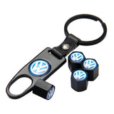 4pcs/set Volkswagen VW GTI S Racing Rline Logo Car Air Valve Stem Cap Auto Tyre Valve Covers with Keychain