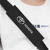 2pcs 21.5cm Toyota Logo Suede Car Seat Safety Belt Pads Shoulder Protection Cover
