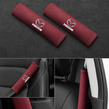 2pcs 21cm Mazda Logo Suede Car Seat Safety Belt Pads Shoulder Protection Cover