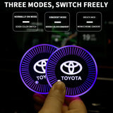 2pcs Toyota Logo Car Water Coasters 7-color LED Light Cup Mat Holder
