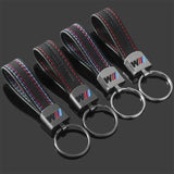BMW M Power Car Logo Metal Leather Keyring Pendant Key Ring Keychain