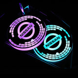 2pcs Nissan Logo Car Water Coasters 7-color LED Light Cup Mat Holder
