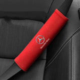 2pcs 21x6cm Mercedes Benz Suede Car Seat Safety Belt Pads Shoulder Protection Cover