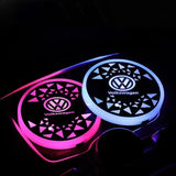 2pcs Volkswagen VW Logo Car Water Coasters 7-color LED Light Cup Mat Holder
