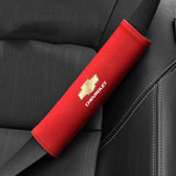 2pcs 21cm Chevrolet Logo Suede Car Seat Safety Belt Pads Shoulder Protection Cover