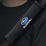 2pcs 21cm Subaru Logo Suede Car Seat Safety Belt Pads Shoulder Protection Cover