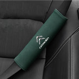 2pcs 21cm Citroen Logo Suede Car Seat Safety Belt Pads Shoulder Protection Cover