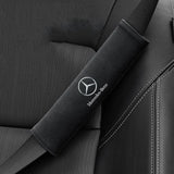2pcs 21x6cm Mercedes Benz Suede Car Seat Safety Belt Pads Shoulder Protection Cover