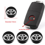 14mm Car Key Sticker Aluminum Decals for Camry Crown Tundra Prado Highlander Land Cruiser Sienna Venza Avalon Sequoia