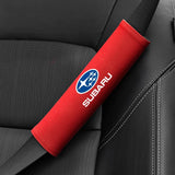 2pcs 21cm Subaru Logo Suede Car Seat Safety Belt Pads Shoulder Protection Cover
