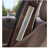 2pcs 33cm Ford Logo Suede Car Seat Safety Belt Pads Shoulder Protection Cover