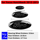 3pcs Stainless Steel Car Steering Wheel Sticker Auto Front Head Decal Rear Emblem Badge for Ford Edge Escape ST Line Explorer Territory Mondeo TAURUS Focus