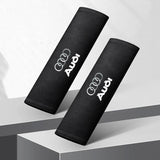 2pcs 21x6cm Audi Sline Logo Suede Car Seat Safety Belt Pads Shoulder Protection Cover