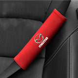 2pcs 21cm Mazda Logo Suede Car Seat Safety Belt Pads Shoulder Protection Cover