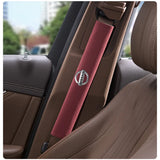 2pcs 33cm Nissan Logo Suede Car Seat Safety Belt Pads Shoulder Protection Cover
