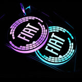 2pcs Fiat Logo Car Water Coasters 7-color LED Light Cup Mat Holder