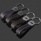 BMW M Power Car Logo Metal Leather Keyring Pendant Key Ring Keychain
