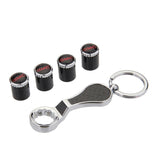 4pcs/set GMC Logo Carbon Fiber Car Air Valve Stem Caps Auto Tyre Valve Covers with Wrench