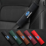 2pcs 21cm Subaru Logo Suede Car Seat Safety Belt Pads Shoulder Protection Cover