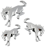3pcs/set Ford Bronco Horse Logo Metal Car Rear Sticker Auto Body Side Fender Emblem Badge Decal