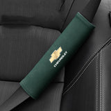 2pcs 21cm Chevrolet Logo Suede Car Seat Safety Belt Pads Shoulder Protection Cover
