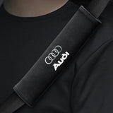 2pcs 21x6cm Audi Sline Logo Suede Car Seat Safety Belt Pads Shoulder Protection Cover