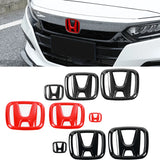 3Pcs Car Front Badge Rear Trunk Emblem Steering Wheel Center Sticker for Honda