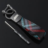 BMW M Power Car Keychain Oxford Webbing Metal Keyring