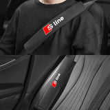 2pcs 33cm Audi Sline Logo Suede Car Seat Safety Belt Pads Shoulder Protection Cover