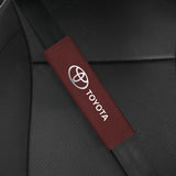 2pcs 21.5cm Toyota Logo Suede Car Seat Safety Belt Pads Shoulder Protection Cover