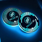 2pcs Buick Logo Car Water Coasters 7-color LED Light Cup Mat Holder