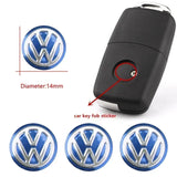 14mm Car Key Sticker Aluminum Decals for Volkswagen VW Sagitar LAVIDA Lamando Magotan Golf 5 6 7 Polo Passat Bora Jetta Tiguan CC Santana