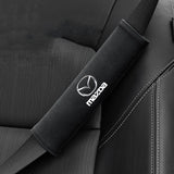 2pcs 21cm Mazda Logo Suede Car Seat Safety Belt Pads Shoulder Protection Cover
