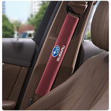 2pcs 33cm Subaru Logo Suede Car Seat Safety Belt Pads Shoulder Protection Cover