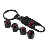 4pcs/set GMC Car Air Valve Stem Cap Auto Tyre Valve Covers with Keychain