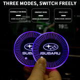 2pcs Subaru Logo Car Water Coasters 7-color LED Light Cup Mat Holder