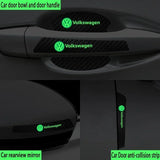 Volkswagen VW Luminous Carbon Fiber Car Door Bowl Handle Anti-collision Protective Stickers Scratches Film